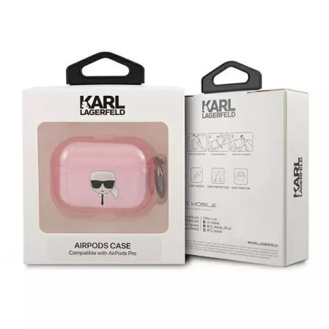Karl Lagerfeld Karl Lagerfeld KLAPUKHGP AirPods Pro cover różowy/pink Glitter Karl`s Head Karl Lagerfeld Karl Lagerfeld KLAPUKHGP AirPods Pro cover różowy/pink Glitter Karl`s Head