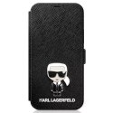 Karl Lagerfeld Karl Lagerfeld KLFLBKP12SIKMSBK iPhone 12 mini 5,4" czarny/black book Saffiano Ikonik Metal