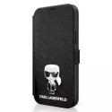 Karl Lagerfeld Karl Lagerfeld KLFLBKP12SIKMSBK iPhone 12 mini 5,4" czarny/black book Saffiano Ikonik Metal
