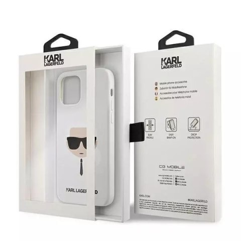Karl Lagerfeld Karl Lagerfeld KLHCP12SSLKHWH iPhone 12 mini 5,4" biały/white hardcase Silicone Karl`s Head Karl Lagerfeld Karl Lagerfeld KLHCP12SSLKHWH iPhone 12 mini 5,4" biały/white hardcase Silicone Karl`s Head