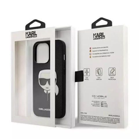 Karl Lagerfeld Karl Lagerfeld KLHCP13LSAKHBK iPhone 13 Pro / 13 6,1" czarny/black hardcase Saffiano Ikonik Karl`s Head Karl Lagerfeld Karl Lagerfeld KLHCP13LSAKHBK iPhone 13 Pro / 13 6,1" czarny/black hardcase Saffiano Ikonik Karl`s Head
