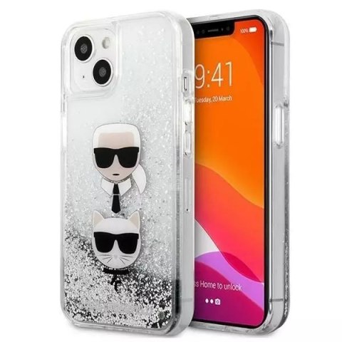 Karl Lagerfeld Karl Lagerfeld KLHCP13SKICGLS iPhone 13 mini 5,4" srebrny/silver hardcase Liquid Glitter Karl&Choupette Head Karl Lagerfeld Karl Lagerfeld KLHCP13SKICGLS iPhone 13 mini 5,4" srebrny/silver hardcase Liquid Glitter Karl&Choupette Head