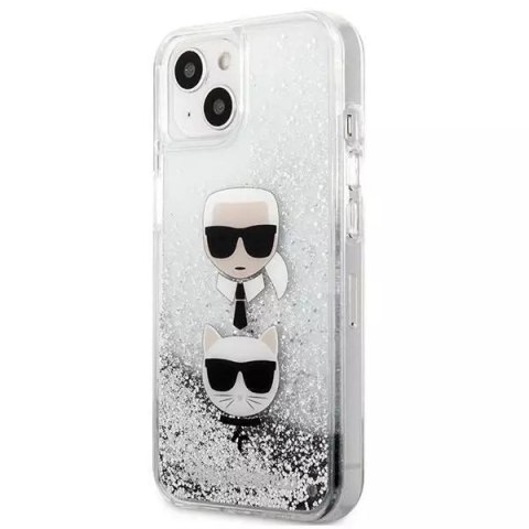 Karl Lagerfeld Karl Lagerfeld KLHCP13SKICGLS iPhone 13 mini 5,4" srebrny/silver hardcase Liquid Glitter Karl&Choupette Head Karl Lagerfeld Karl Lagerfeld KLHCP13SKICGLS iPhone 13 mini 5,4" srebrny/silver hardcase Liquid Glitter Karl&Choupette Head