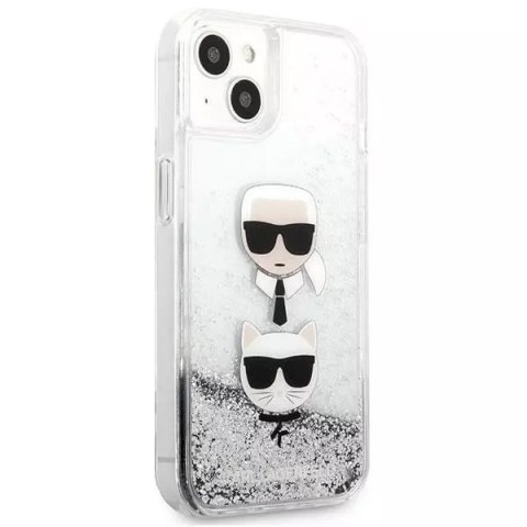 Karl Lagerfeld Karl Lagerfeld KLHCP13SKICGLS iPhone 13 mini 5,4" srebrny/silver hardcase Liquid Glitter Karl&Choupette Head Karl Lagerfeld Karl Lagerfeld KLHCP13SKICGLS iPhone 13 mini 5,4" srebrny/silver hardcase Liquid Glitter Karl&Choupette Head