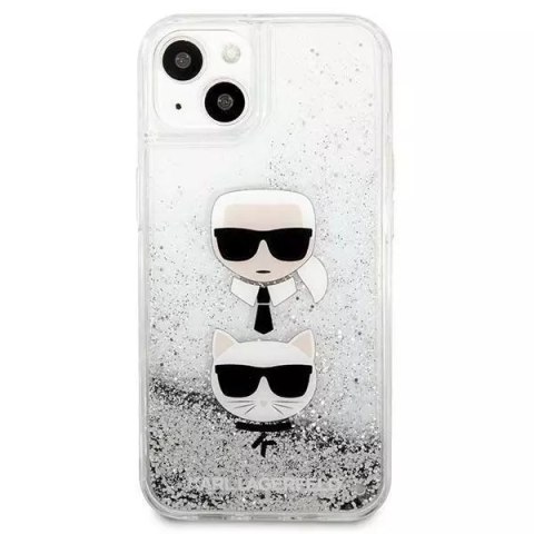 Karl Lagerfeld Karl Lagerfeld KLHCP13SKICGLS iPhone 13 mini 5,4" srebrny/silver hardcase Liquid Glitter Karl&Choupette Head Karl Lagerfeld Karl Lagerfeld KLHCP13SKICGLS iPhone 13 mini 5,4" srebrny/silver hardcase Liquid Glitter Karl&Choupette Head