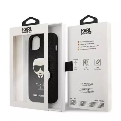 Karl Lagerfeld Karl Lagerfeld KLHCP13SOKPK iPhone 13 mini 5,4" czarny/black hardcase Saffiano Ikonik Karl`s Patch Karl Lagerfeld Karl Lagerfeld KLHCP13SOKPK iPhone 13 mini 5,4" czarny/black hardcase Saffiano Ikonik Karl`s Patch