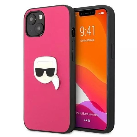 Karl Lagerfeld Karl Lagerfeld KLHCP13SPKMP iPhone 13 mini 5,4" różowy/pink hardcase Leather Ikonik Karl`s Head Metal Karl Lagerfeld Karl Lagerfeld KLHCP13SPKMP iPhone 13 mini 5,4" różowy/pink hardcase Leather Ikonik Karl`s Head Metal