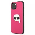 Karl Lagerfeld Karl Lagerfeld KLHCP13SPKMP iPhone 13 mini 5,4" różowy/pink hardcase Leather Ikonik Karl`s Head Metal