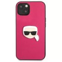 Karl Lagerfeld Karl Lagerfeld KLHCP13SPKMP iPhone 13 mini 5,4" różowy/pink hardcase Leather Ikonik Karl`s Head Metal