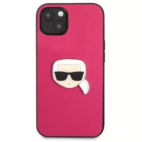 Karl Lagerfeld Karl Lagerfeld KLHCP13SPKMP iPhone 13 mini 5,4" różowy/pink hardcase Leather Ikonik Karl`s Head Metal Karl Lagerfeld Karl Lagerfeld KLHCP13SPKMP iPhone 13 mini 5,4" różowy/pink hardcase Leather Ikonik Karl`s Head Metal