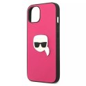 Karl Lagerfeld Karl Lagerfeld KLHCP13SPKMP iPhone 13 mini 5,4" różowy/pink hardcase Leather Ikonik Karl`s Head Metal