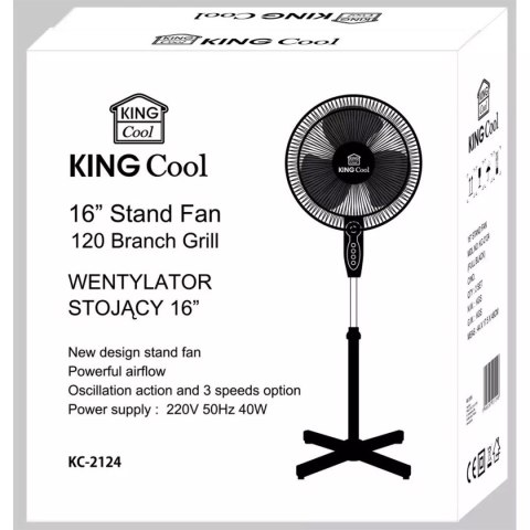 KINGHOFF WENTYLATOR WIATRAK STOJĄCY PODŁOGOWY KINGCOOL KC-2124 czarny KINGHOFF WENTYLATOR WIATRAK STOJĄCY PODŁOGOWY KINGCOOL KC-2124 czarny
