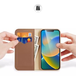 Dux Ducis Dux Ducis Hivo skórzane etui z klapką pokrowiec ze skóry naturalnej portfel na karty i dokumenty iPhone 14 Plus brązowy