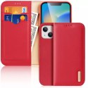 Dux Ducis Dux Ducis Hivo skórzane etui z klapką pokrowiec ze skóry naturalnej portfel na karty i dokumenty iPhone 14 Plus czerwony