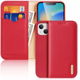 Dux Ducis Dux Ducis Hivo skórzane etui z klapką pokrowiec ze skóry naturalnej portfel na karty i dokumenty iPhone 14 Plus czerwony