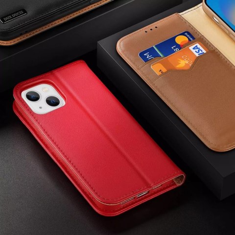 Dux Ducis Dux Ducis Hivo skórzane etui z klapką pokrowiec ze skóry naturalnej portfel na karty i dokumenty iPhone 14 Plus czerwony Dux Ducis Dux Ducis Hivo skórzane etui z klapką pokrowiec ze skóry naturalnej portfel na karty i dokumenty iPhone 14 Plus czerwony
