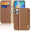 Dux Ducis Dux Ducis Hivo skórzane etui z klapką pokrowiec ze skóry naturalnej portfel na karty i dokumenty iPhone 14 Pro Max brązowy