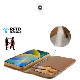 Dux Ducis Dux Ducis Hivo skórzane etui z klapką pokrowiec ze skóry naturalnej portfel na karty i dokumenty iPhone 14 Pro Max brązowy