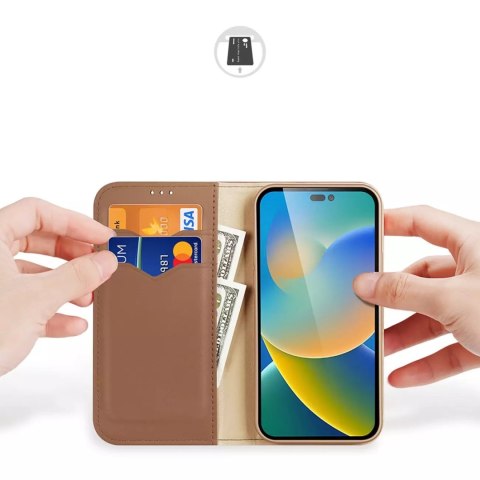 Dux Ducis Dux Ducis Hivo skórzane etui z klapką pokrowiec ze skóry naturalnej portfel na karty i dokumenty iPhone 14 Pro Max brązowy Dux Ducis Dux Ducis Hivo skórzane etui z klapką pokrowiec ze skóry naturalnej portfel na karty i dokumenty iPhone 14 Pro Max brązowy