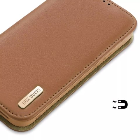 Dux Ducis Dux Ducis Hivo skórzane etui z klapką pokrowiec ze skóry naturalnej portfel na karty i dokumenty iPhone 14 Pro Max brązowy Dux Ducis Dux Ducis Hivo skórzane etui z klapką pokrowiec ze skóry naturalnej portfel na karty i dokumenty iPhone 14 Pro Max brązowy