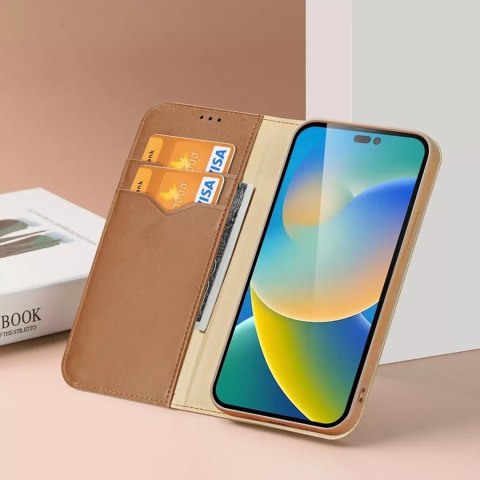 Dux Ducis Dux Ducis Hivo skórzane etui z klapką pokrowiec ze skóry naturalnej portfel na karty i dokumenty iPhone 14 Pro Max brązowy Dux Ducis Dux Ducis Hivo skórzane etui z klapką pokrowiec ze skóry naturalnej portfel na karty i dokumenty iPhone 14 Pro Max brązowy