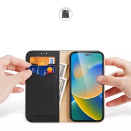 Dux Ducis Dux Ducis Hivo skórzane etui z klapką pokrowiec ze skóry naturalnej portfel na karty i dokumenty iPhone 14 Pro Max czarny