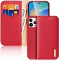 Dux Ducis Dux Ducis Hivo skórzane etui z klapką pokrowiec ze skóry naturalnej portfel na karty i dokumenty iPhone 14 Pro Max czerwony