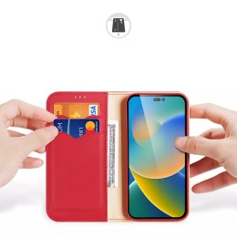 Dux Ducis Dux Ducis Hivo skórzane etui z klapką pokrowiec ze skóry naturalnej portfel na karty i dokumenty iPhone 14 Pro Max czerwony
