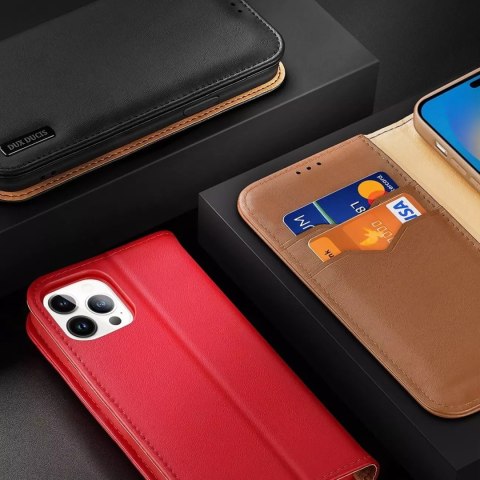 Dux Ducis Dux Ducis Hivo skórzane etui z klapką pokrowiec ze skóry naturalnej portfel na karty i dokumenty iPhone 14 Pro Max czerwony Dux Ducis Dux Ducis Hivo skórzane etui z klapką pokrowiec ze skóry naturalnej portfel na karty i dokumenty iPhone 14 Pro Max czerwony