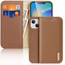 Dux Ducis Dux Ducis Hivo skórzane etui z klapką pokrowiec ze skóry naturalnej portfel na karty i dokumenty iPhone 14 brązowy