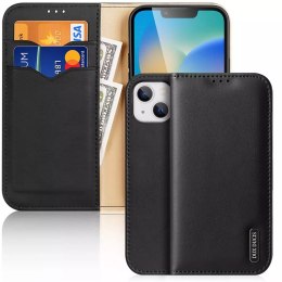 Dux Ducis Dux Ducis Hivo skórzane etui z klapką pokrowiec ze skóry naturalnej portfel na karty i dokumenty iPhone 14 czarny