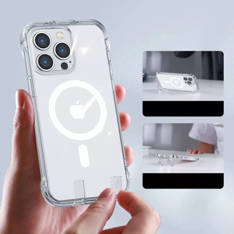 Joyroom Joyroom Magnetic Defender magnetyczne etui do iPhone 14 Pro Max pancerny pokrowiec z haczykami podstawką przezroczysty (kompatyb Joyroom Joyroom Magnetic Defender magnetyczne etui do iPhone 14 Pro Max pancerny pokrowiec z haczykami podstawką przezroczysty (kompatyb