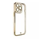 ProducentTymczasowy Fashion Case etui do Samsung Galaxy A12 5G żelowy pokrowiec ze złotą ramką biały