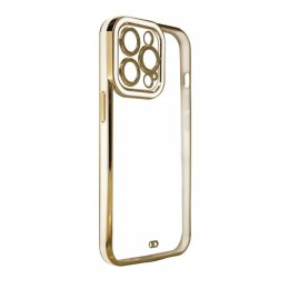 ProducentTymczasowy Fashion Case etui do Samsung Galaxy A12 5G żelowy pokrowiec ze złotą ramką biały