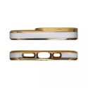 ProducentTymczasowy Fashion Case etui do Samsung Galaxy A12 5G żelowy pokrowiec ze złotą ramką biały