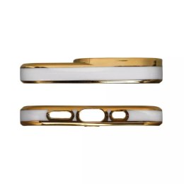 ProducentTymczasowy Fashion Case etui do Samsung Galaxy A12 5G żelowy pokrowiec ze złotą ramką biały
