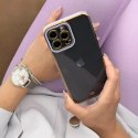 ProducentTymczasowy Fashion Case etui do Samsung Galaxy A12 5G żelowy pokrowiec ze złotą ramką biały