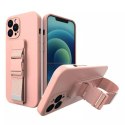 ProducentTymczasowy Rope Case silikonowe etui ze smyczą torebka smycz pasek do Samsung Galaxy A23 różowy