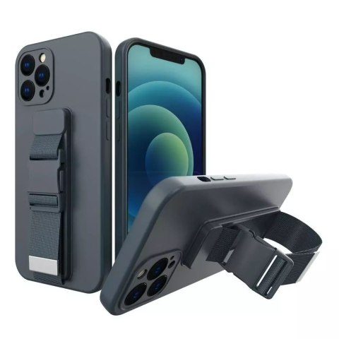ProducentTymczasowy Rope Case silikonowe etui ze smyczą torebka smycz pasek do Samsung Galaxy S21 FE granatowy ProducentTymczasowy Rope Case silikonowe etui ze smyczą torebka smycz pasek do Samsung Galaxy S21 FE granatowy