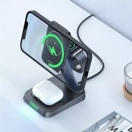 Acefast Acefast bezprzewodowa ładowarka Qi 15W do iPhone (z MagSafe), Apple Watch i Apple AirPods stojak podstawka uchwyt magnetyczny cz