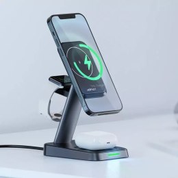 Acefast Acefast bezprzewodowa ładowarka Qi 15W do iPhone (z MagSafe), Apple Watch i Apple AirPods stojak podstawka uchwyt magnetyczny cz
