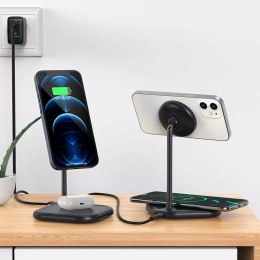 Acefast Acefast bezprzewodowa ładowarka Qi 15W do iPhone (z MagSafe) i Apple AirPods stojak podstawka uchwyt magnetyczny szary (E6 grey)