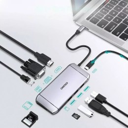 Choetech Choetech 9w1 wielofunkcyjny HUB USB Typ C - 3x USB 3.2 Gen 1 / czytnik kart SD i TF / HDMI 4K 30Hz / VGA Full HD 60Hz / USB Typ 
