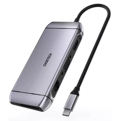 Choetech Choetech 9w1 wielofunkcyjny HUB USB Typ C - 3x USB 3.2 Gen 1 / czytnik kart SD i TF / HDMI 4K 30Hz / VGA Full HD 60Hz / USB Typ Choetech Choetech 9w1 wielofunkcyjny HUB USB Typ C - 3x USB 3.2 Gen 1 / czytnik kart SD i TF / HDMI 4K 30Hz / VGA Full HD 60Hz / USB Typ