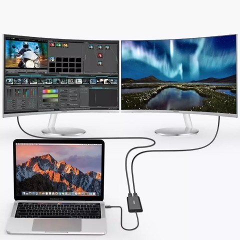 Choetech Choetech adapter przejściówka rozdzielacz USB Typ C Thunderbolt 3 (40Gbps) - 2x DisplayPort 4K 60Hz czarny (HUB-D03) Choetech Choetech adapter przejściówka rozdzielacz USB Typ C Thunderbolt 3 (40Gbps) - 2x DisplayPort 4K 60Hz czarny (HUB-D03)