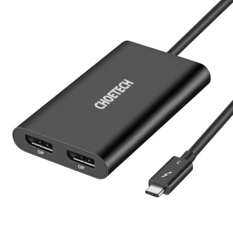 Choetech Choetech adapter przejściówka rozdzielacz USB Typ C Thunderbolt 3 (40Gbps) - 2x DisplayPort 4K 60Hz czarny (HUB-D03) Choetech Choetech adapter przejściówka rozdzielacz USB Typ C Thunderbolt 3 (40Gbps) - 2x DisplayPort 4K 60Hz czarny (HUB-D03)