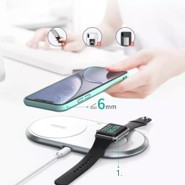 Choetech Choetech ładowarka bezprzewodowa Qi 2w1 do smartfonów / Apple Watch ze stojakiem (MFI) USB Typ C biały (T317)