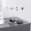 Choetech Choetech ładowarka bezprzewodowa Qi 2w1 do smartfonów / Apple Watch ze stojakiem (MFI) USB Typ C biały (T317)