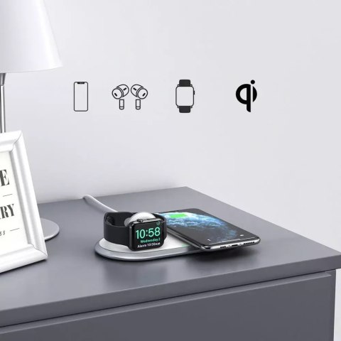 Choetech Choetech ładowarka bezprzewodowa Qi 2w1 do smartfonów / Apple Watch ze stojakiem (MFI) USB Typ C biały (T317) Choetech Choetech ładowarka bezprzewodowa Qi 2w1 do smartfonów / Apple Watch ze stojakiem (MFI) USB Typ C biały (T317)