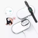 Choetech Choetech ładowarka bezprzewodowa Qi 2w1 do smartfonów / Apple Watch ze stojakiem (MFI) USB Typ C biały (T317)